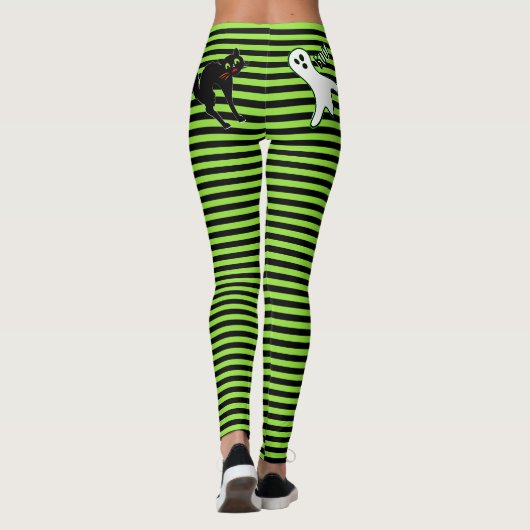 Halloween Party Spooky Cat Schattige Ghost Zwart G Leggings (Achterkant)