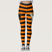 Halloween Party Spooky Cat Schattige Ghost Zwart S Leggings (Voorkant)