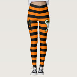 Halloween Party Spooky Cat Schattige Ghost Zwart S Leggings