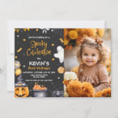 Halloween Party Spooky Celebration Verjaardagsfoto Kaart (Voorkant)