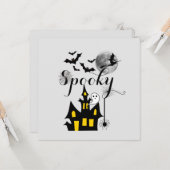 Halloween Party Spooky Haunted House Kaart (Voorkant / Achterkant in situ)