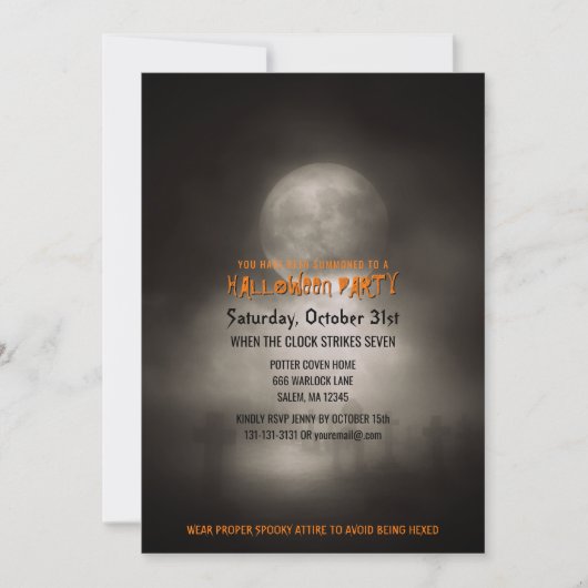 Halloween Party Spooky Moonlight Graveyard Kaart (Voorkant)
