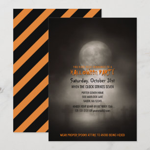 Halloween Party Spooky Moonlight Graveyard Kaart