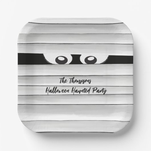 Halloween Party Spooky Mummy Custom Papieren Bordje (Voorkant)