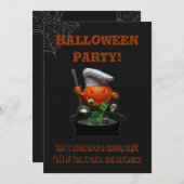 Halloween Party – Spooky Pumpkin Chef Cauldron Kaart (Voorkant / Achterkant)