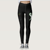 Halloween Party Spooky Scary Cute Ghost Black Leggings (Voorkant)