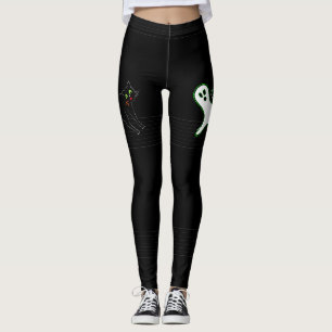 Halloween Party Spooky Scary Cute Ghost Black Leggings
