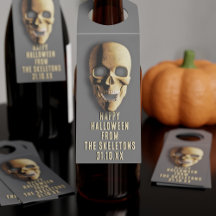 Halloween Party Spooky Skelet Skull Bottle Labels