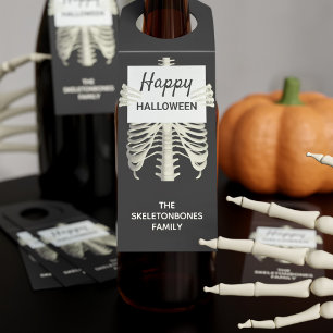 Halloween Party Spooky Skelet Zwart-wit Flessenhanger