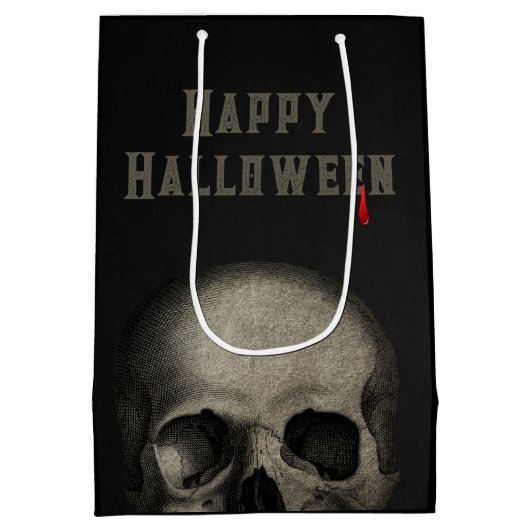 Halloween Party Spooky Skull Medium Cadeauzakje (Achterkant)