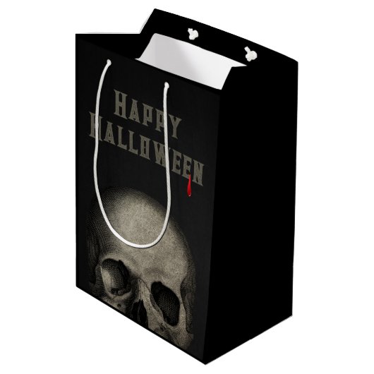 Halloween Party Spooky Skull Medium Cadeauzakje (Achterkant Gekanteld)