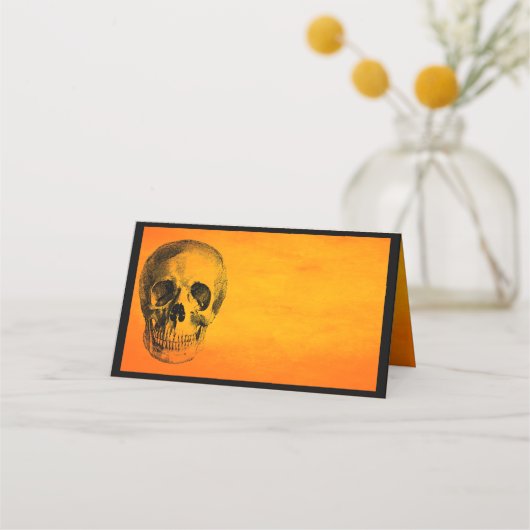 Halloween Party Spooky Skull Place Card Plaatskaartje (Voorkant)