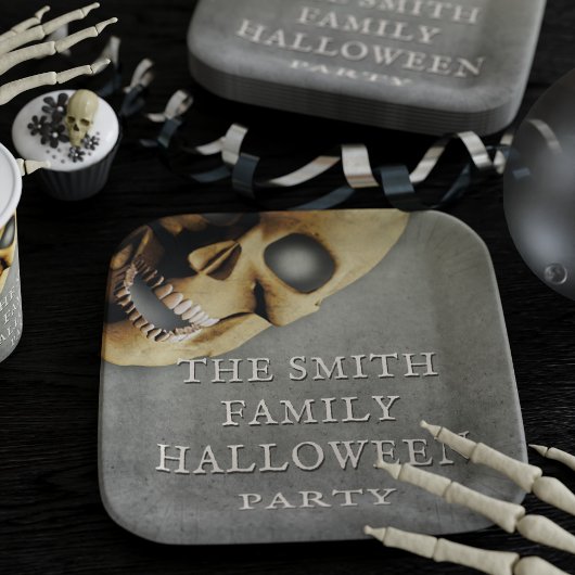 Halloween Party Spooky Skull Vierkant Papier Borde Papieren Bordje