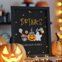 Halloween Party Spooky Verjaardag Drink Bar Sign Poster