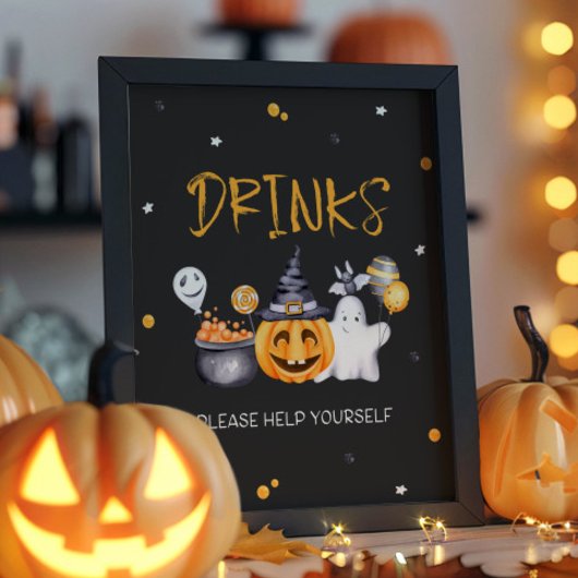 Halloween Party Spooky Verjaardag Drink Bar Sign Poster