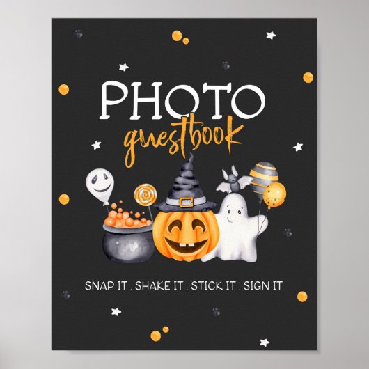 Halloween Party Spooky Verjaardag Guestbook Sign Poster (Voorkant)