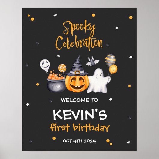 Halloween Party Spooky Verjaardag Welkom Teken Poster (Voorkant)