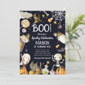 Halloween Party Spooky Viering Jongen Verjaardag Kaart (Staand voorkant)