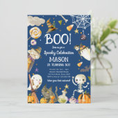 Halloween Party Spooky Viering Jongen Verjaardag Kaart (Staand voorkant)