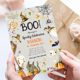 Halloween Party Spooky Viering Jongen Verjaardag Kaart