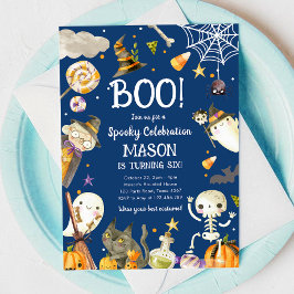 Halloween Party Spooky Viering Jongen Verjaardag Kaart