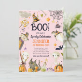 Halloween Party Spooky Viering Meisje Verjaardag Kaart (Staand voorkant)