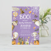 Halloween Party Spooky Viering Meisje Verjaardag Kaart (Staand voorkant)