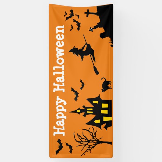 Halloween Party Spooky Witch Haunted House Bats Spandoek (Verticaal)