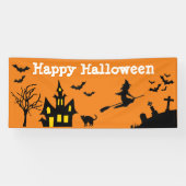 Halloween Party Spooky Witch Haunted House Bats Spandoek (Horizontaal)