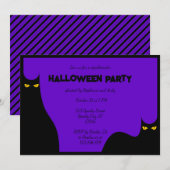 Halloween Party Spooky Zwart Katten Gloeiende Ogen Kaart (Voorkant / Achterkant)