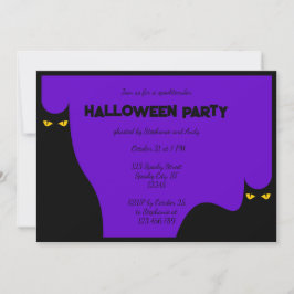Halloween Party Spooky Zwart Katten Gloeiende Ogen Kaart