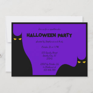 Halloween Party Spooky Zwart Katten Gloeiende Ogen Kaart