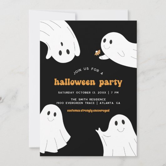 Halloween Party Stationery | Schattigee Ghost Hall Kaart (Voorkant)