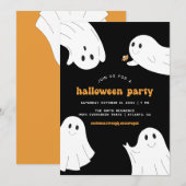 Halloween Party Stationery | Schattigee Ghost Hall Kaart (Voorkant / Achterkant)