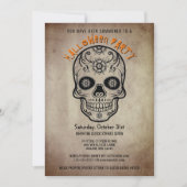 Halloween Party Sugar Skull Day of the Dead Invite Kaart (Voorkant)
