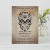 Halloween Party Sugar Skull Day of the Dead Invite Kaart (Staand voorkant)