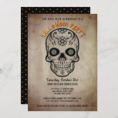 Halloween Party Sugar Skull Day of the Dead Invite Kaart (Voorkant / Achterkant)