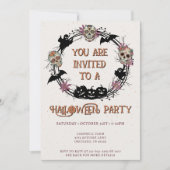 Halloween Party Sugar Skull Krans Kaart (Voorkant)