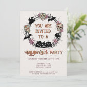 Halloween Party Sugar Skull Krans Kaart (Staand voorkant)