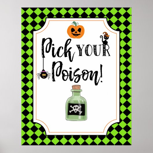 halloween party-teken kiezen je vergif poster (Voorkant)