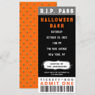 Halloween Party Ticket Invitation Kaart
