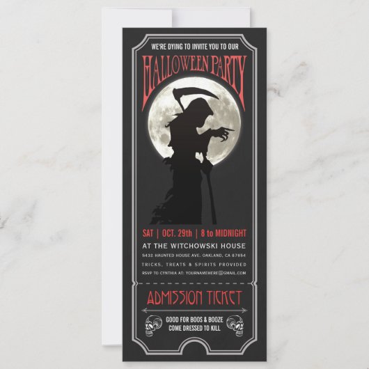 Halloween Party Ticket Invitation Kaart (Voorkant)