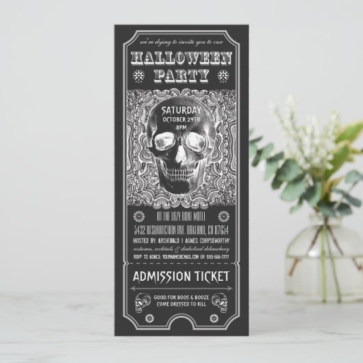 Halloween Party Ticket Uitnodigingen Psychedelic (Staand voorkant)