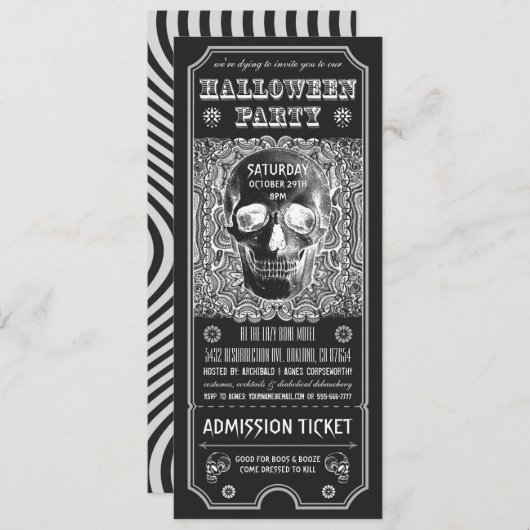 Halloween Party Ticket Uitnodigingen Psychedelic (Voorkant / Achterkant)