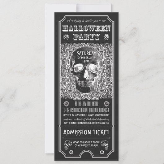 Halloween Party Ticket Uitnodigingen Psychedelic (Voorkant)
