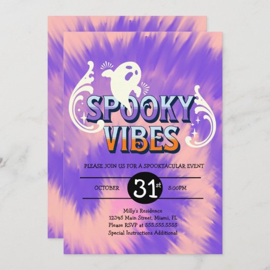Halloween Party Tie Dye Ghost Spooky Vibes Kaart (Voorkant / Achterkant)