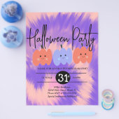 Halloween Party Tie Dye Pumpkin Hand Drawn Flyer (Enkel)