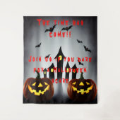 Halloween Party Time Doe mee als je durft Wandkleed (Voorkant)