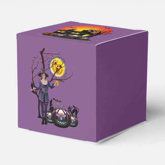 Halloween Party Time in Paars Bedankdoosjes (Achterkant)