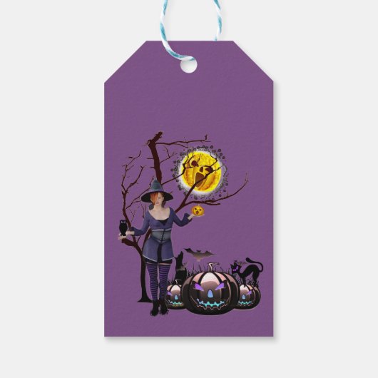 Halloween Party Time in Paars Cadeaulabel (Achterkant)